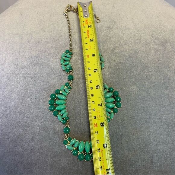 J. Crew two-tone green with gold trim jewelled necklace - Picture 3 of 5